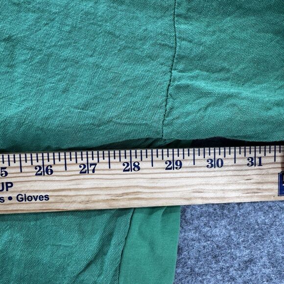 Linen Top Womens OS Green Italian Lagenlook Boho Roll Tab Sleeve Luxury Sporty - Picture 14 of 14